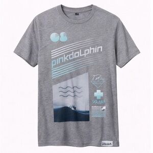 🐬NWOT! Pink Dolphin Grey Tee